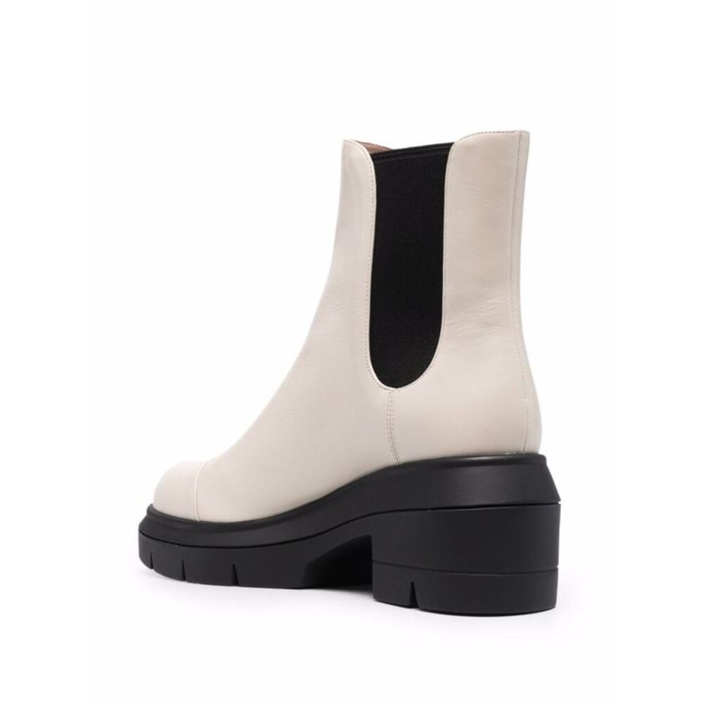 STUART WEITZMAN Womens Beige Norah Round Toe Block Heel Leather Booties 9 C - Picture 2 of 4